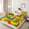 Feelyou Bed Sheet Set Twin Size Color Building Blocks Sheet Set Brick Sheets Bedroom Nursery Bedding Set with Flat Sheet Fitted Sheet Pillowcase 3Pcs view 4