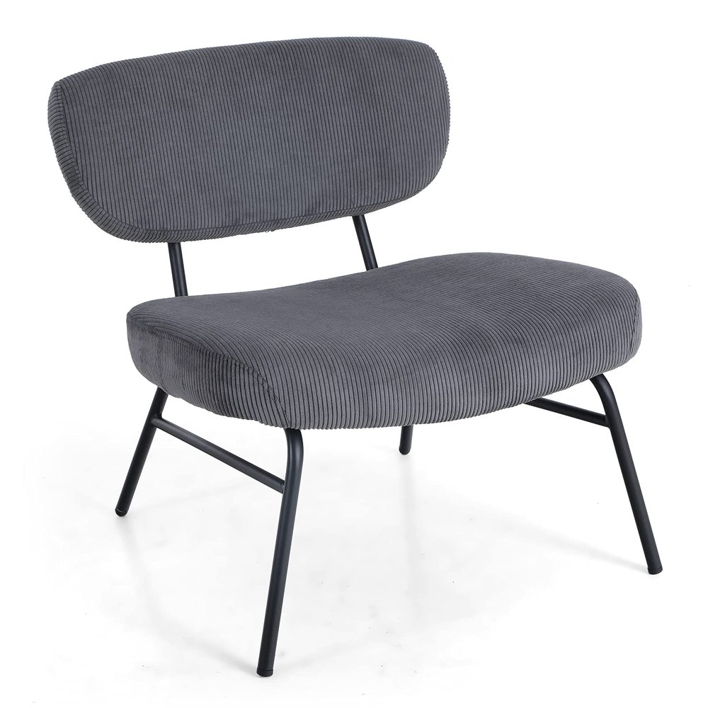 ALPHA HOME Side Chair Living Room Chairs Velvet Dining Chairs Armless Chair Light Luxury Accent Chair with Upholstered Leisure Lounge Chair Modern Industrial Minimalist SingleGrey.