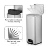 30L/8 Gallon Medium Garbage Can Duty Hands-Free Stainless Steel Trash Can, Commercial/Kitchen Step Waste Bin with Inner Plastic Bucket Rectangle Silver view 3