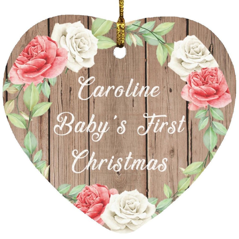 Designsify Christmas Tree Decoration, Caroline Baby's First Christmas, Heart Ornament B, Gifts for Birthday Anniversary Valentines Mom Mothers Fathers Day Party, to Men Women Him Her Friend Mom