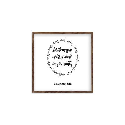 Framed Quotation Wooden Art Signs Positive Quotes Let The Message of Christ Dwell in You Richly. Bible Verse Quote White-C4 18x18cm