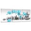 Biuteawal 3 Panel Zen Wall Art Blue Orchid Flower with SPA Stone Pictures Canvas Prints Grey Turquoise Floral Painting Peaceful Artwork Modern Spa Yoga Home Bedroom Office Bathroom Decoration view 1