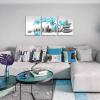 Biuteawal 3 Panel Zen Wall Art Blue Orchid Flower with SPA Stone Pictures Canvas Prints Grey Turquoise Floral Painting Peaceful Artwork Modern Spa Yoga Home Bedroom Office Bathroom Decoration view 2