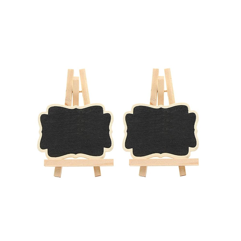 Numblartd Set of 10 Wooden Mini Chalkboard with Bracket - Small Blackboard Place Cards with Easel for Party Wedding Message Board Signs and Daily Home Tabletop Signs Decoration (Small)