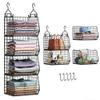 4 Tier Closet Hanging Organizer, Closet Organizers and Storage with 5 S Hooks, Closet Hanging Shelves & Freestanding Wire Storage Basket Bins, for Clothing Shoes Handbags Clutches Accessories Patent view 1