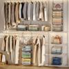 4 Tier Closet Hanging Organizer, Closet Organizers and Storage with 5 S Hooks, Closet Hanging Shelves & Freestanding Wire Storage Basket Bins, for Clothing Shoes Handbags Clutches Accessories Patent view 2