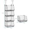 4 Tier Closet Hanging Organizer, Closet Organizers and Storage with 5 S Hooks, Closet Hanging Shelves & Freestanding Wire Storage Basket Bins, for Clothing Shoes Handbags Clutches Accessories Patent view 3
