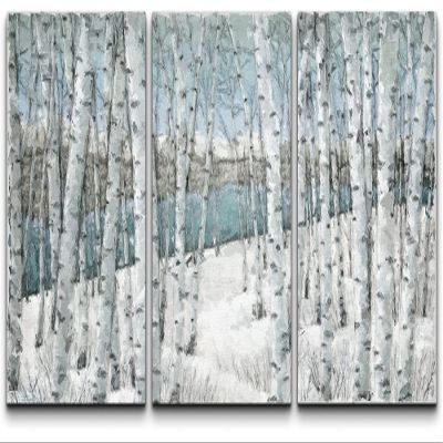 SIGNLEADER Canvas Print Wall Art Set Snow Filled Forest and Trees Botanical Wilderness Illustrations Modern Art Contemporary Landscape Multicolor Ultra for Living Room, Bedroom, Office - 24"x36" x 3