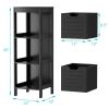 DORTALA Bathroom Storage Cabinet, Multifunctional Wooden Storage Rack Free Standing Organizer w/ 2 Drawers, Space-Saving Bathroom Floor Cabinet for Living Room Bathroom Bedroom Entryway, Black view 3