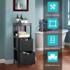 DORTALA Bathroom Storage Cabinet, Multifunctional Wooden Storage Rack Free Standing Organizer w/ 2 Drawers, Space-Saving Bathroom Floor Cabinet for Living Room Bathroom Bedroom Entryway, Black view 4