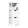 DORTALA Bathroom Storage Cabinet, Multifunctional Wooden Storage Rack Free Standing Organizer w/ 2 Drawers, Space-Saving Bathroom Floor Cabinet for Living Room Bathroom Bedroom Entryway, White view 1