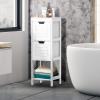 DORTALA Bathroom Storage Cabinet, Multifunctional Wooden Storage Rack Free Standing Organizer w/ 2 Drawers, Space-Saving Bathroom Floor Cabinet for Living Room Bathroom Bedroom Entryway, White view 2