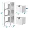 DORTALA Bathroom Storage Cabinet, Multifunctional Wooden Storage Rack Free Standing Organizer w/ 2 Drawers, Space-Saving Bathroom Floor Cabinet for Living Room Bathroom Bedroom Entryway, White view 3