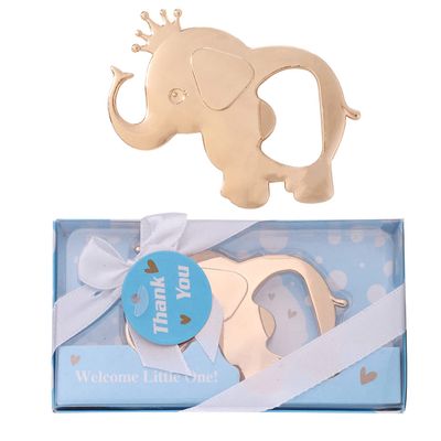 16PCS Baby Shower Party Favor for Guests Crown Elephant Bottle Opener Baby Shower Return Gifts Baby Baptism Birthday Party Decor Gender Reveal Party Supplies (Blue Crown Elephant, 16)