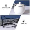 Cabilock 4-Piece Ceramic Condiment Pots Set Salt Sugar Containers Lids Porcelain Spice Jars for Kitchen view 3