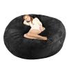 Bean Bag Chair Cover, 7ft Giant Fur Bean Bag Cover No Filler Lounger Bean Bag Storage Chair Bean Bag Sofa Chair Soft Fur Portable Living Room Lazy Sofa Bed Cover (Color : Black) view 1