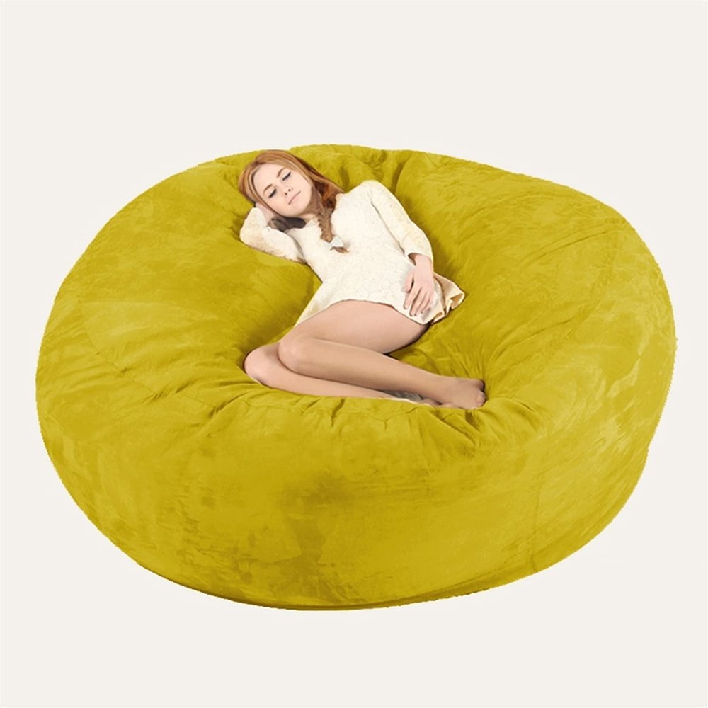 Bean Bag Chair Cover, 7ft Giant Fur Bean Bag Cover No Filler Lounger Bean Bag Storage Chair Bean Bag Sofa Chair Soft Fur Portable Living Room Lazy Sofa Bed Cover (Color : Yellow)
