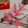DUDNJC 10Pcs Artificial Christmas Glitter Fern Leaf, Red Simulated Tree Branch Spray Ornament, DIY Xmas Wreath Wedding Indoor Outdoor Decorations Pendant, 21x11cm, (200822HS06-4-0010-9383-1901101731) view 3