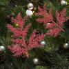 DUDNJC 10Pcs Artificial Christmas Glitter Fern Leaf, Red Simulated Tree Branch Spray Ornament, DIY Xmas Wreath Wedding Indoor Outdoor Decorations Pendant, 21x11cm, (200822HS06-4-0010-9383-1901101731) view 4