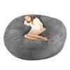 Bean Bag Chair Cover, 7ft Giant Fur Bean Bag Cover No Filler Lounger Bean Bag Storage Chair Bean Bag Sofa Chair Soft Fur Portable Living Room Lazy Sofa Bed Cover (Color : Grey) view 1