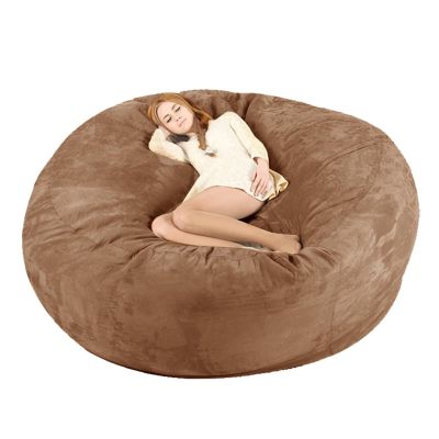 Bean Bag Chair Cover, 7ft Giant Fur Bean Bag Cover No Filler Lounger Bean Bag Storage Chair Bean Bag Sofa Chair Soft Fur Portable Living Room Lazy Sofa Bed Cover (Color : Brown)
