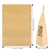 100 Pcs Kraft Stand Up Pouches 7.1 x 10.2 Inch Resealable Zip Lock Food Storage Bags with Matte Window for Packaging view 2