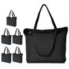 Koolmox Black Canvas Tote Bag with Zipper, 6-Pack 17x14x3.9'' 12Oz Thick Canvas Bag with Handles and Flat Bottom, Women Men Grocery Shopping Bags Cotton Totes Sublimation Totes to Customize view 1