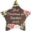 Designsify Christmas Tree Decoration, First Christmas As Teacher 2020, Star Ornament A, Gifts for Birthday Anniversary Valentines Mom Mothers Fathers Day Party, to Men Women Him Her Friend Mom view 1