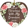 Designsify Christmas Tree Decoration, First Christmas with My Grandson 2020, Heart Ornament A, Gifts for Birthday Anniversary Valentines Mom Mothers Fathers Day Party, to Men Women Him Her view 1