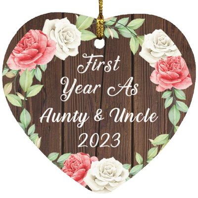 Designsify Christmas Tree Decoration, First Year As Aunty & Uncle 2023, Heart Ornament A, Gifts for Birthday Anniversary Valentines Mom Mothers Fathers Day Party, to Men Women Him Her Friend Mom