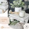 Decorative Tray [Set of 3] Wooden Tiered Tray Stand Display Risers - Tiered Tray Decor for Tabletop Use, Kitchen Island, Coffee Bar - Wood Risers, Beaded Pedestal Stand Farmhouse Kitchen Decor (White) view 4