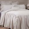 Timeless Ticking Ruffled Twin Size Bedspread, High Skirt on 3 Sides, Soft White and Gray Ticking Stripes, Vintage Farmhouse Bedding  view 1