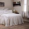 Timeless Ticking Ruffled Twin Size Bedspread, High Skirt on 3 Sides, Soft White and Gray Ticking Stripes, Vintage Farmhouse Bedding  view 3