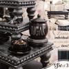 Decorative Tray [Set of 3] Wooden Tiered Tray Stand Display Risers - Tiered Tray Decor for Tabletop Use, Kitchen Island, Coffee Bar - Wood Risers, Beaded Pedestal Stand Farmhouse Kitchen Decor (Black) view 2