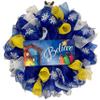 Believe Nativity Christmas Wreath Handmade Deco Mesh Available in 24 inch and 28 inch diameters view 1