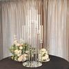 Crystal Cluster Round Glass Candelabra, 47" Tall | 10 Arms Clear Decorative Pillar Candle Holders with Mirror Base for Wedding Party Event Home Decor view 1