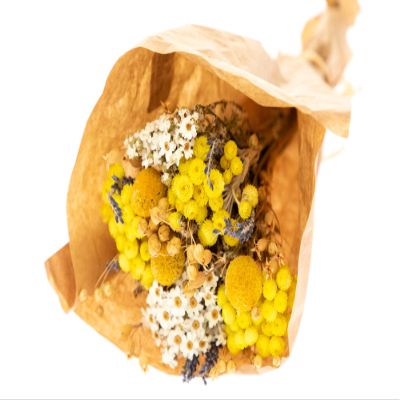 Colorful Italian Garden Bouquet l Dried Floral Bouquet (Approximately 13in Tall) Designer's Choice l Dried Bouquet for Any Event's Decoration (Yellow Tone)