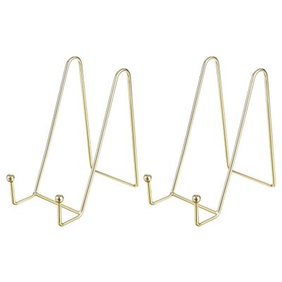 uxcell Plate Stand, 3" Picture Frame Holder Stainless Steel Decorative Easel Display Stand 2pcs