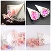 Queenbox 50 Pcs Love & Lace Wedding Confetti Cones, 5.5x5.5in White Flower Rolled Papers Holder, Bouquet Petals Candy Bags Boxes for Party Celebration view 3