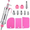 Patelai Cake Decorating Syringe Set, Stainless Steels Dessert Frosting Piping Kit with 6 Icing Piping Tips 3 Cream Scraper for Cupcake Decorating Tools(Pink) view 1