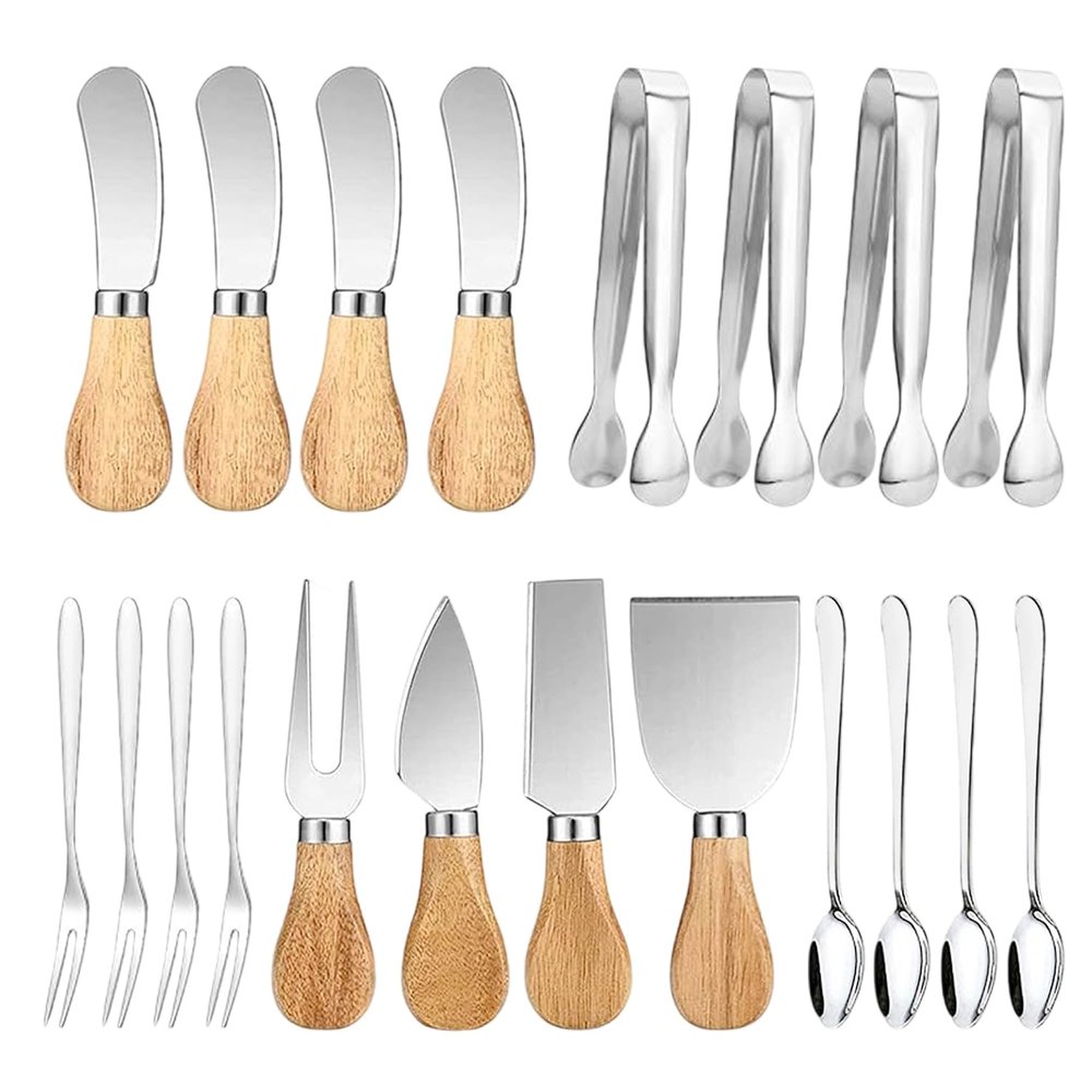 Cheese Knife with Wooden Handle - Stainless Steel Blade for Hard & Soft Cheese, Ergonomic Grip for Charcuterie Board,Ideal Kitchen Gadget & Christmas Gift