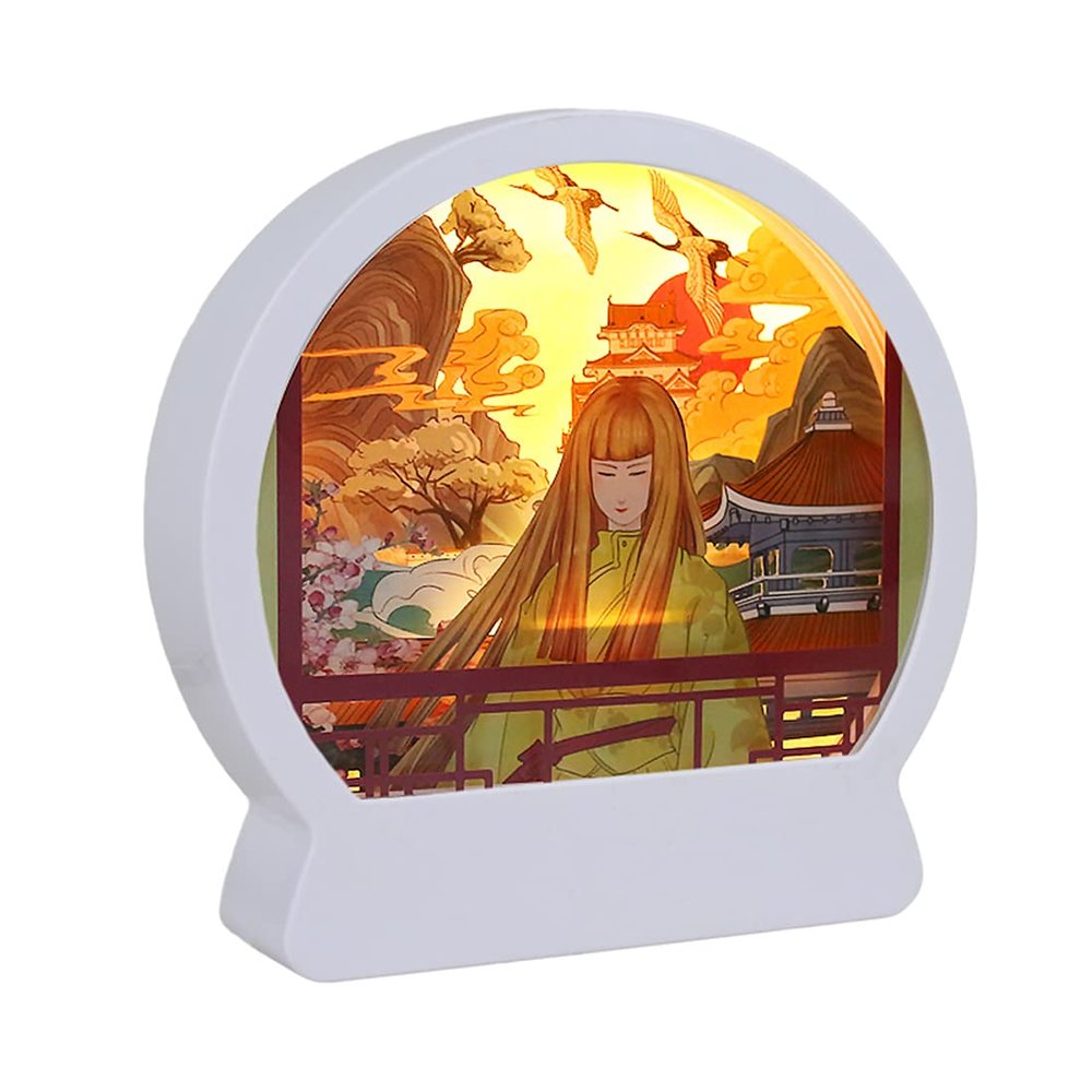 SIWEME Papercut Light Box, 3D Paper Carving Lamp, 3D Shadow Box Frame Night Light, USB Powered Creative Decorative Mood Light Table Lamps (fushihui1)