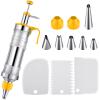 Patelai Cake Decorating Syringe Set, Stainless Steels Dessert Frosting Piping Kit with 6 Icing Piping Tips 3 Cream Scraper for Cupcake Decorating Tools(Yellow, White) view 1