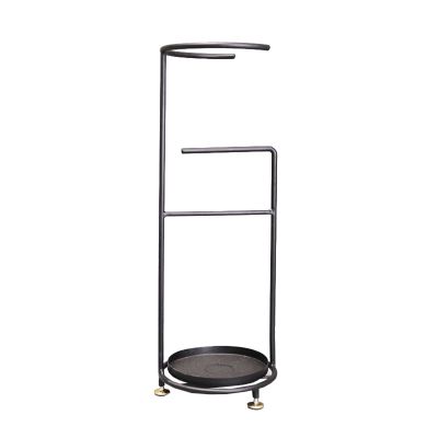 JLXJ Black Tall Umbrella Stand Holder, Freestanding Corridor Entrance Organizer Rack, Antique Metal Anti-Rust Shelf with Drip Tray