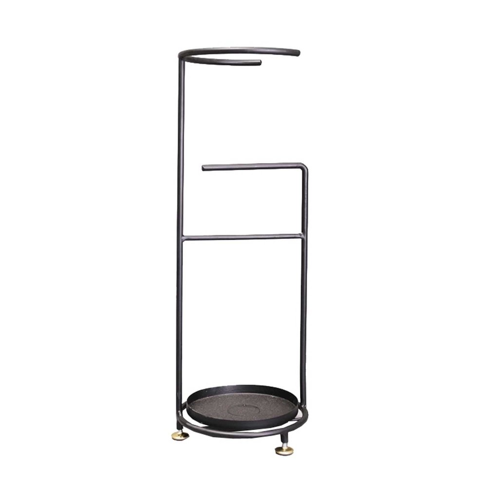 JLXJ Black Tall Umbrella Stand Holder, Freestanding Corridor Entrance Organizer Rack, Antique Metal Anti-Rust Shelf with Drip Tray