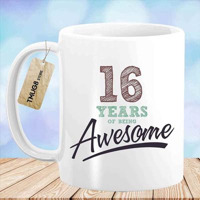 16 Years Awesome Coffee Mug 2005 Funny Present For All - 16th Birthday Mug, Tea Cup For You And Your Friend Coworker Family Member (White, 11 OZ)