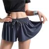 HZXY Women's 2-in-1 Flowy Fitness Shorts, Quick-Dry Yoga Double-Layer Breathable Short (Gray,S) view 1