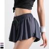 HZXY Women's 2-in-1 Flowy Fitness Shorts, Quick-Dry Yoga Double-Layer Breathable Short (Gray,S) view 2