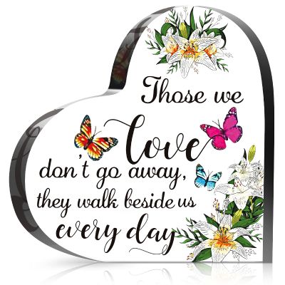 Blulu Crystal Glass Heart Memorial Gift Memorial Bereavement Gift Sympathy Condolence Decorations Sympathy Table Decorations for Loss of Loved One Table Centerpieces Remembrance(4 x 4 Inches,Romantic)
