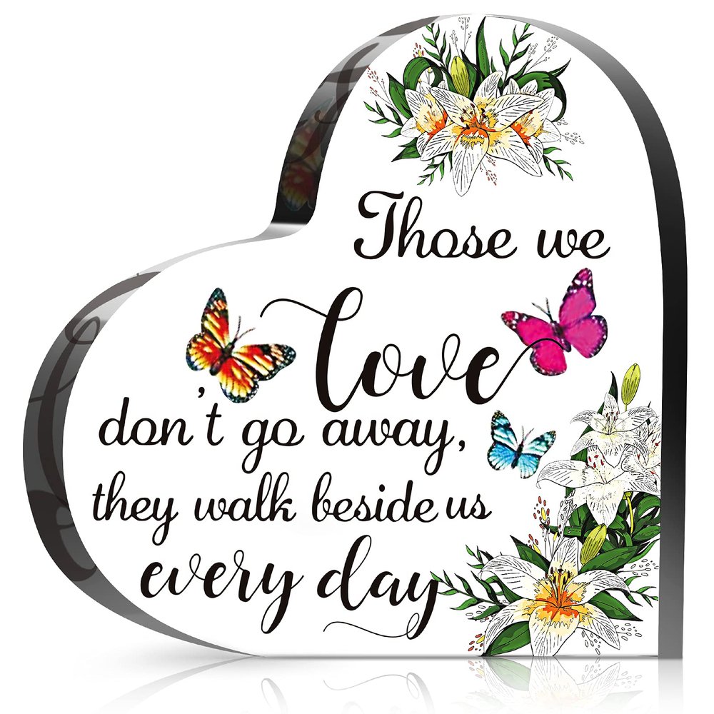 Blulu Crystal Glass Heart Memorial Gift Memorial Bereavement Gift Sympathy Condolence Decorations Sympathy Table Decorations for Loss of Loved One Table Centerpieces Remembrance(4 x 4 Inches,Romantic)